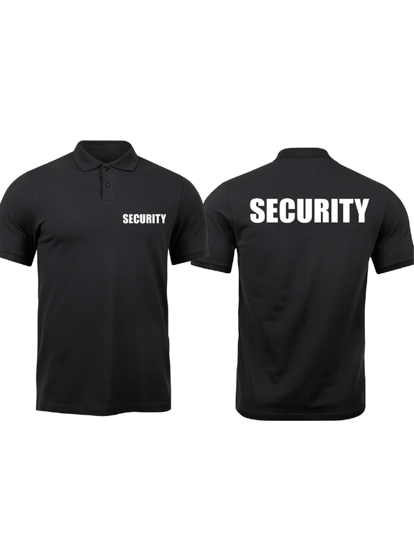 Alsino Security Poloshirt schwarz Polohemd Druck Brust & Rücken - Polo T-Shirt Sicherheitsbekleidung Security-Shirt - 100 % Baumwolle