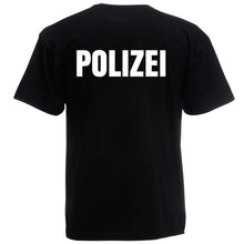 Alsino Polizei T-Shirt schwarz - Polizei-Shirt Sicherheit Shirt - 100 % Baumwolle Rundhals - Druck Brust & Rücken