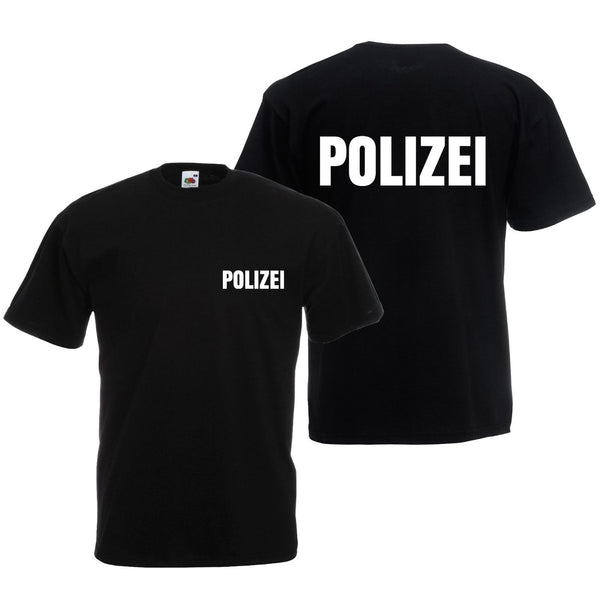 Alsino Polizei T-Shirt schwarz oder navy - Polizei-Shirt Sicherheit Shirt - 100 % Baumwolle Rundhals - Druck Brust & Rücken