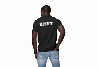Alsino Security Poloshirt schwarz Polohemd Druck Brust & Rücken - Polo T-Shirt Sicherheitsbekleidung Security-Shirt - 100 % Baumwolle