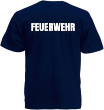 Feuerwehr T-Shirt schwarz, Navy oder rot - Feuerwehr-Shirt Sicherheit - Rundhals - Druck Brust & Rücken