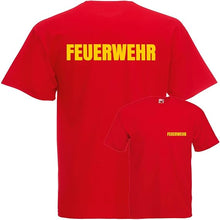 Feuerwehr T-Shirt schwarz, Navy oder rot - Feuerwehr-Shirt Sicherheit - Rundhals - Druck Brust & Rücken