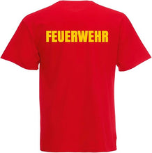 Feuerwehr T-Shirt schwarz, Navy oder rot - Feuerwehr-Shirt Sicherheit - Rundhals - Druck Brust & Rücken
