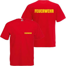 Feuerwehr T-Shirt schwarz, Navy oder rot - Feuerwehr-Shirt Sicherheit - Rundhals - Druck Brust & Rücken
