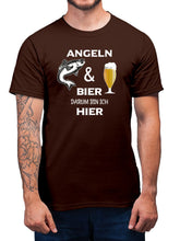 Angler T-Shirt Angel Shirt Angeln und Bier - Darum bin ich hier TShirt - Unisex, 100% Baumwolle