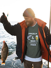 Angler T-Shirt Angel Shirt Angeln und Bier - Darum bin ich hier TShirt - Unisex, 100% Baumwolle