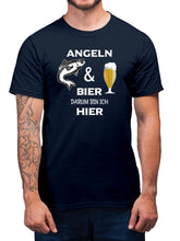 Angler T-Shirt Angel Shirt Angeln und Bier - Darum bin ich hier TShirt - Unisex, 100% Baumwolle