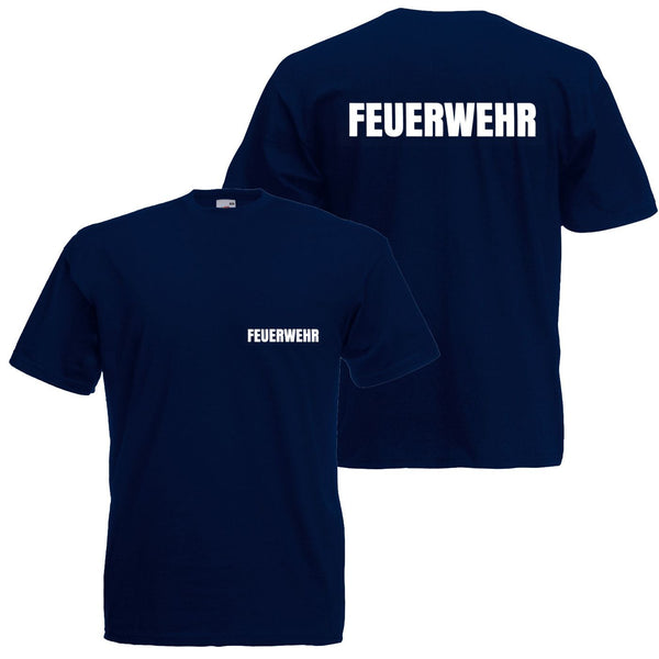 Alsino Feuerwehr T-Shirt schwarz, navy oder rot - Feuerwehr-Shirt Sicherheit Shirt - 100 % Baumwolle Rundhals - Druck Brust & Rücken
