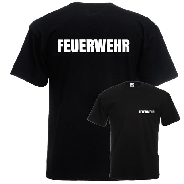 Alsino Feuerwehr T-Shirt schwarz, navy oder rot - Feuerwehr-Shirt Sicherheit Shirt - 100 % Baumwolle Rundhals - Druck Brust & Rücken