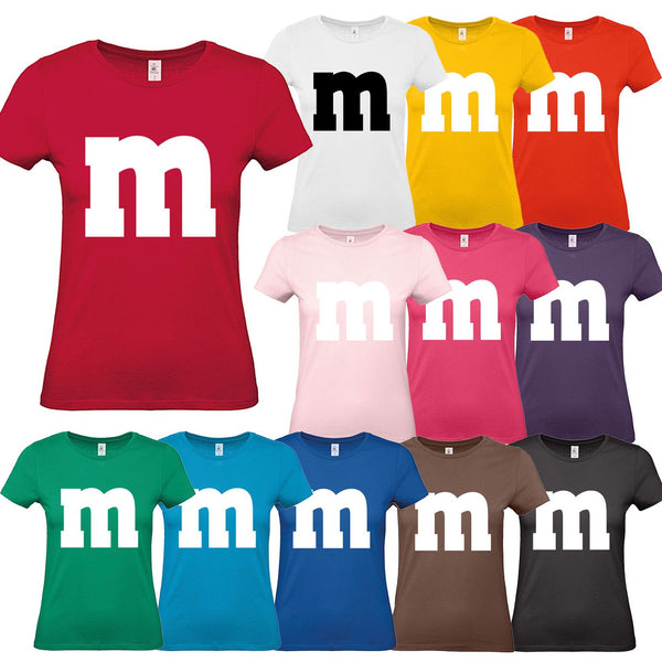 Alsino MM Shirt T-Shirt 100% Baumwolle M und M Damen Kostüm Verkleidung M und M Gruppen T-Shirt - Karneval Fasching JGA Festival