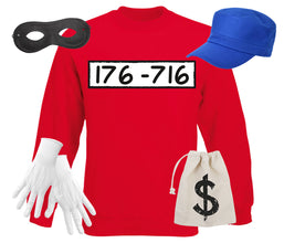 Panzerknacker Sweatshirt Langarm 100% Baumwolle Banditen Räuber Komplett Set - Party Outfit mit Zubehör