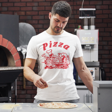 Alsino Pizza Shirt T-Shirt Pizzabäcker Logo Schachtel Pizza-Shirt - weiß, 100 % Baumwolle - Rundhals
