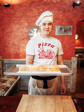 Alsino Pizza Shirt T-Shirt Pizzabäcker Logo Schachtel Pizza-Shirt - weiß, 100 % Baumwolle - Rundhals