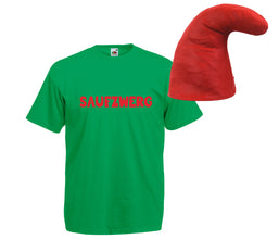 Saufzwerg Kostüm Set T-Shirt Mütze JGA Party Bier Sauf Verkleidung - Rundhals, 100% Baumwolle - Das trinkfeste Kostüm
