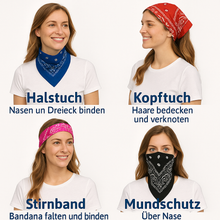2er Set Niki-Halstuch Bandana Halstuch – Kopftuch, Haarband, Gesichtstuch oder Schal – Paisley Muster – Damen, Herren & Kinder