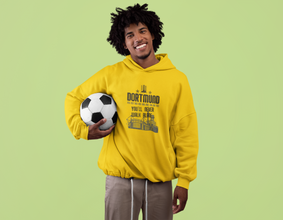 Dortmund Hoodie in Gelb Schwarz You Never Walk Alone Fanartikel Statement Pulli Pullover mit Kapuze Dortmund-Pullover